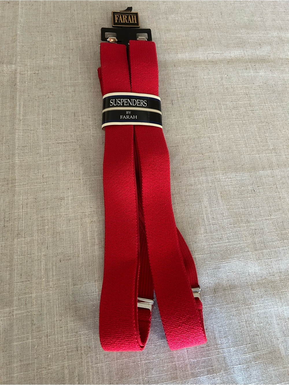 Farah Bright Red Elastic Suspenders with Silver Hardware